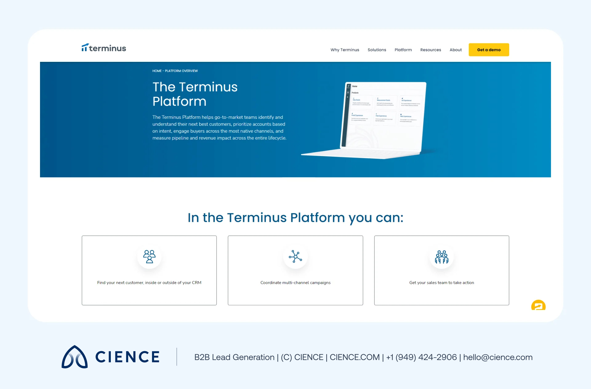 Terminus GTM and ABM platform dashboard with account-based advertising and pipeline measurement